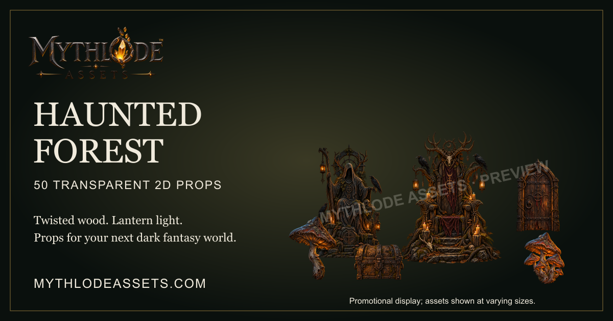 Watermarked Haunted Forest dark fantasy promotional banner