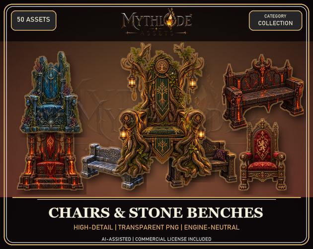 MYTHLODE Chairs & Stone Benches Prop Pack storefront cover