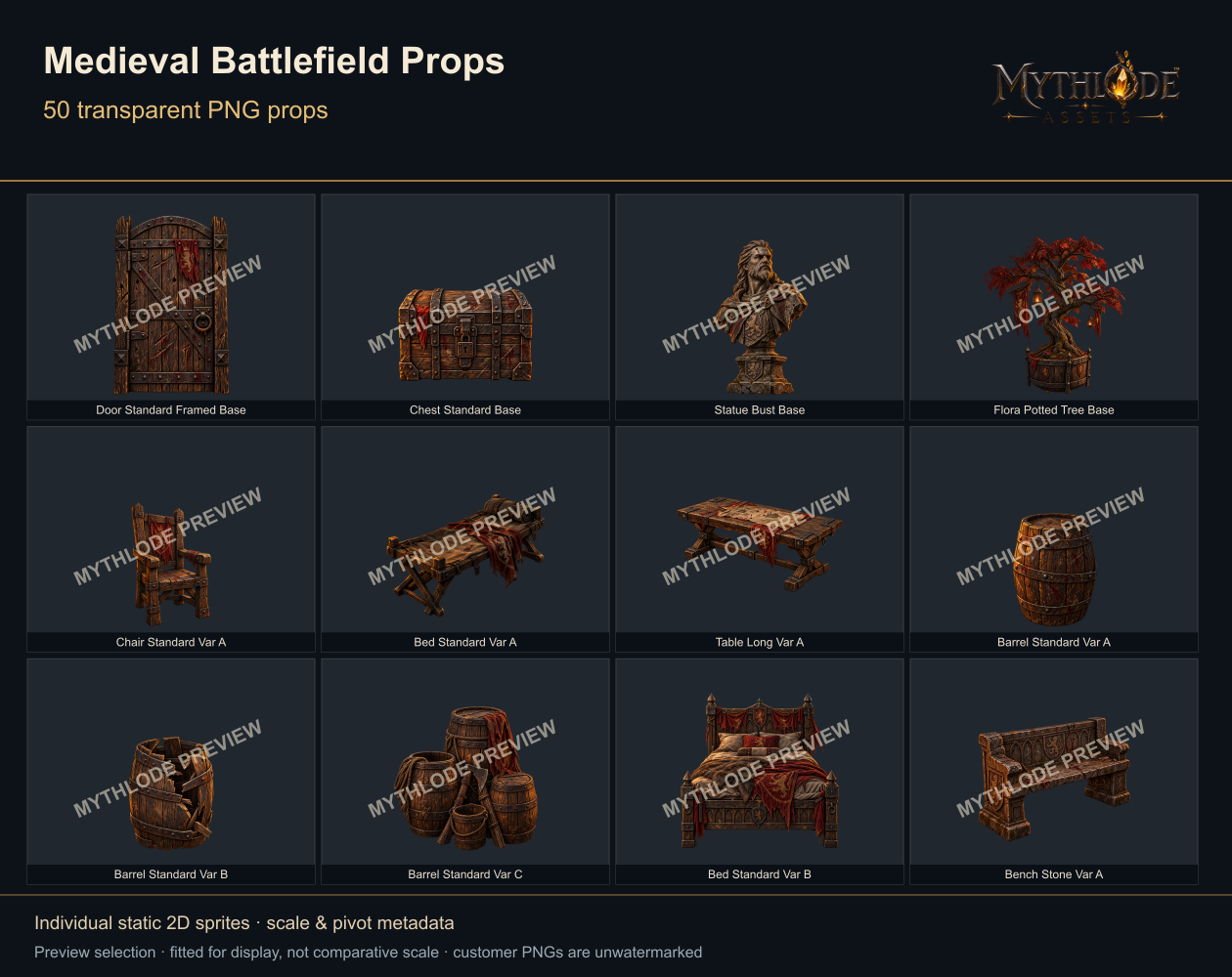 MYTHLODE Medieval Battlefield Prop Pack watermarked cover selection